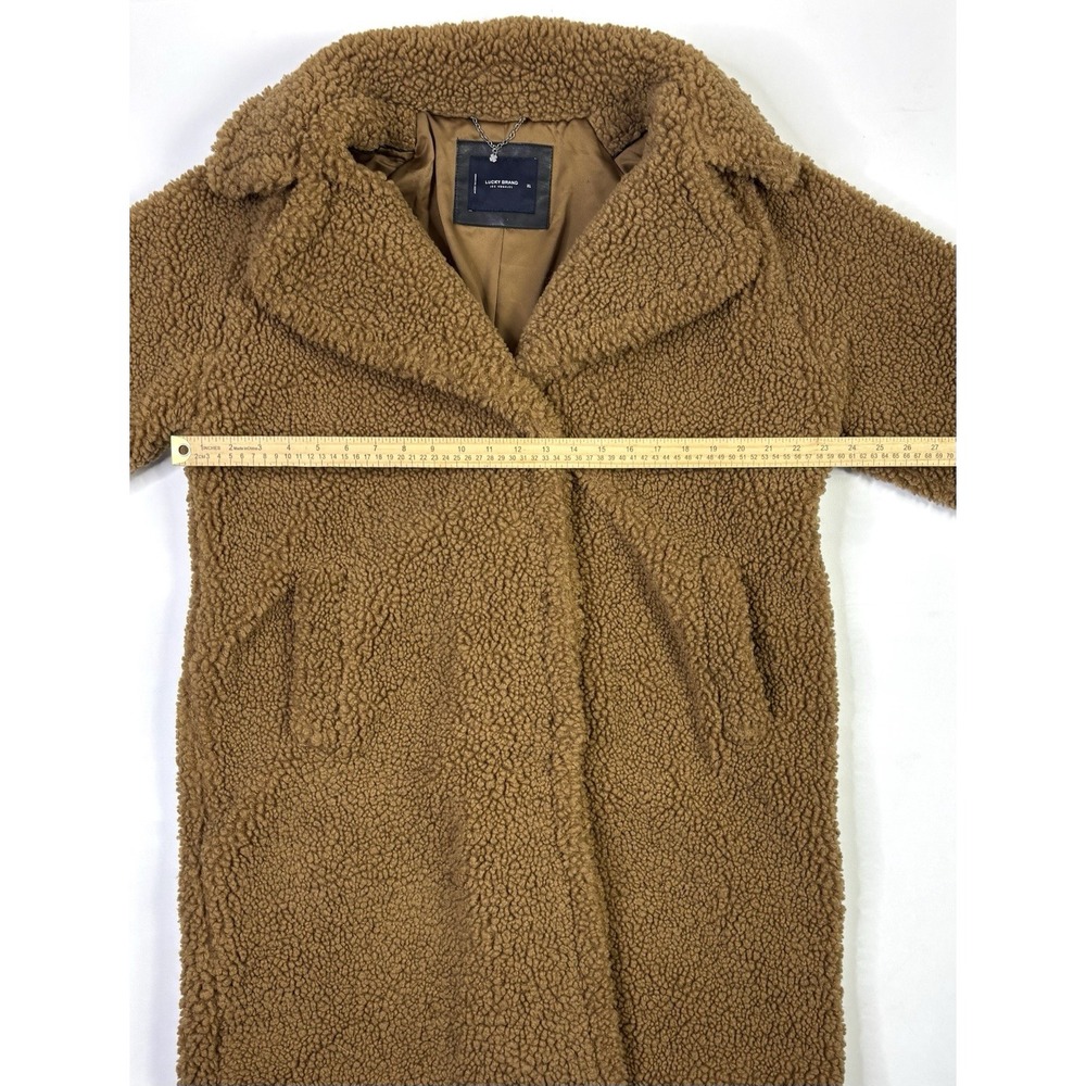 Lucky Brand Faux Fur Long Coat Women's XL Brown Teddy Sherpa - Picture 4 of 13